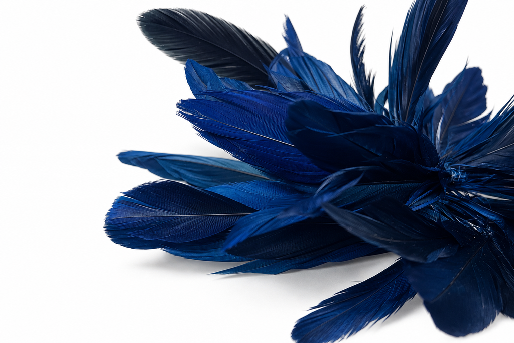 Prendedor XL plumas azul