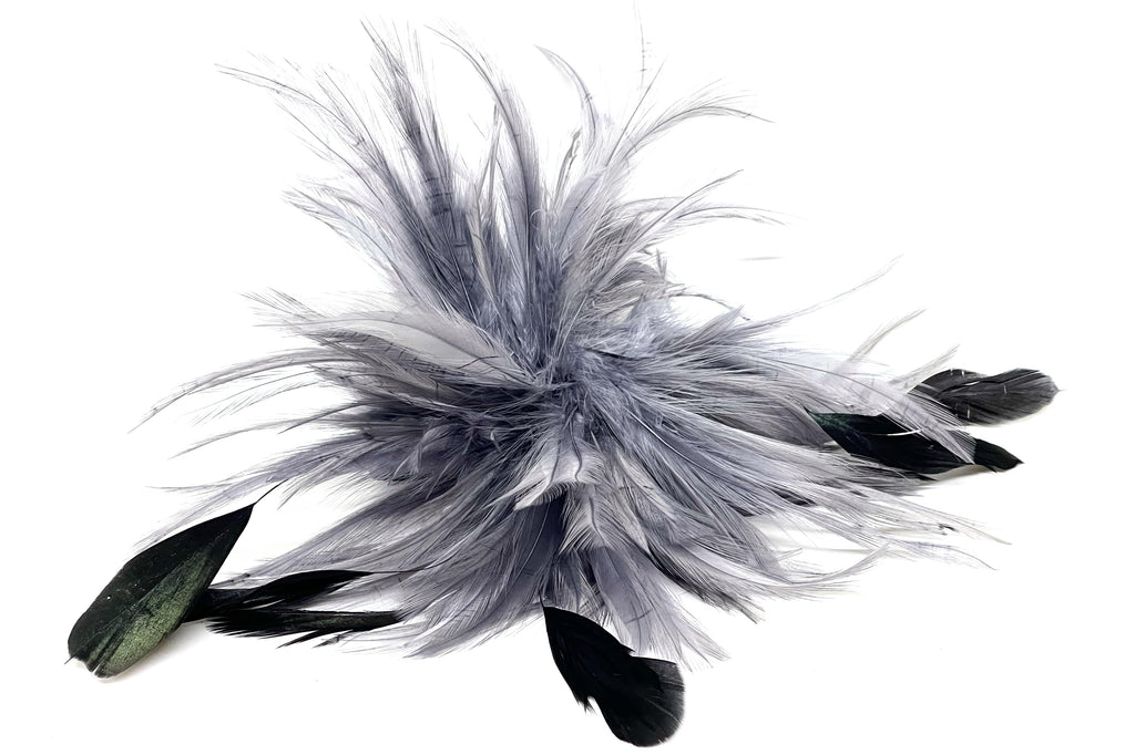 Prendedor XL Plumas Gris