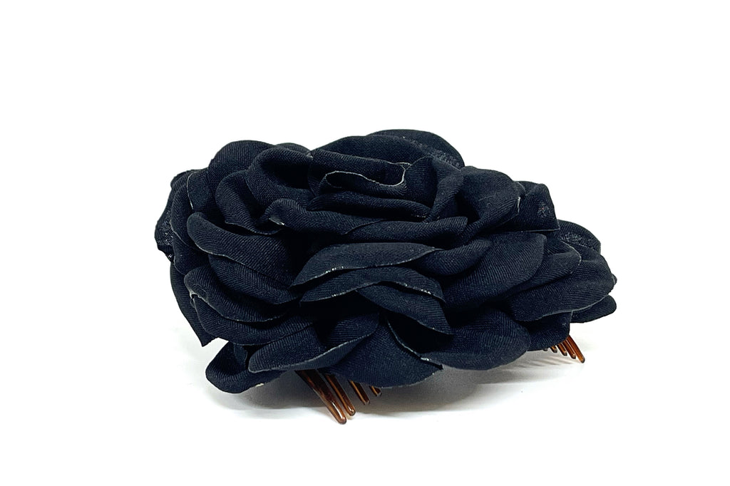 Peineta Flores Lino Negra