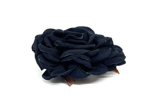 Peineta Flores Lino Negra