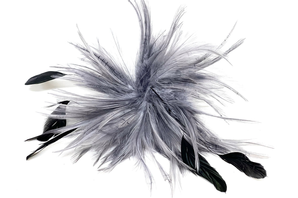 Prendedor XL Plumas Gris