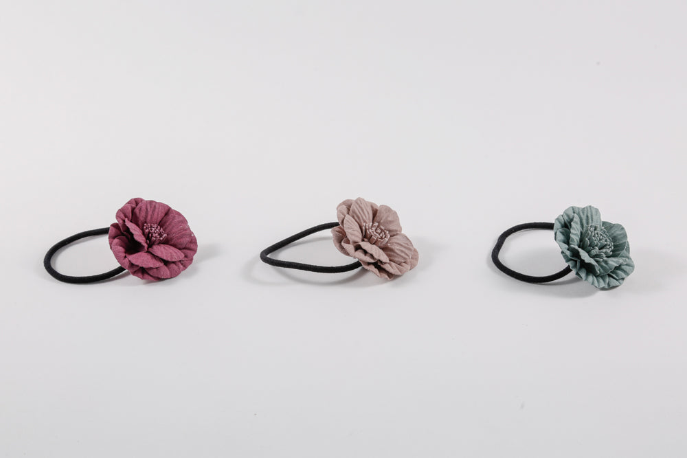 Set Elásticos Flor Gamuza Pastel